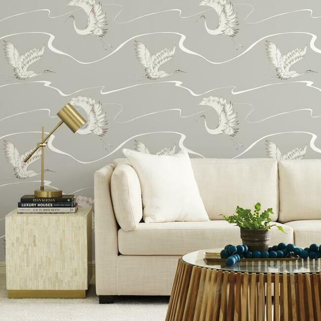 Soaring Cranes Wallpaper by York Wallcoverings