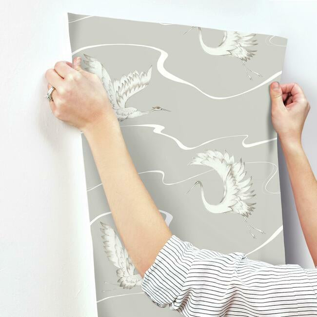 Soaring Cranes Wallpaper by York Wallcoverings