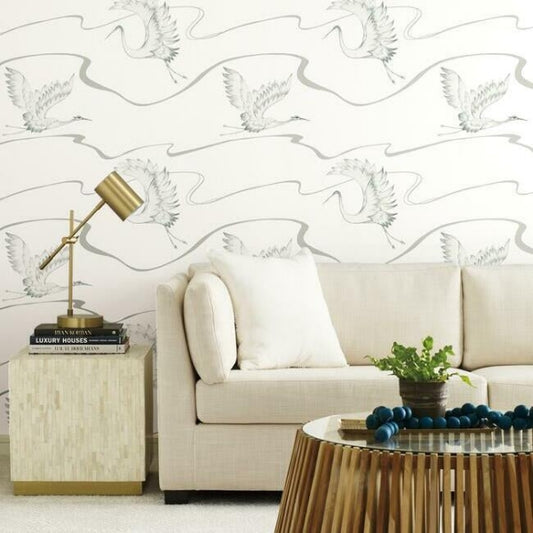Soaring Cranes Wallpaper by York Wallcoverings