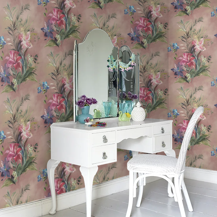Lilliana Luxury Floral Grasscloth Wallpaper by 1838