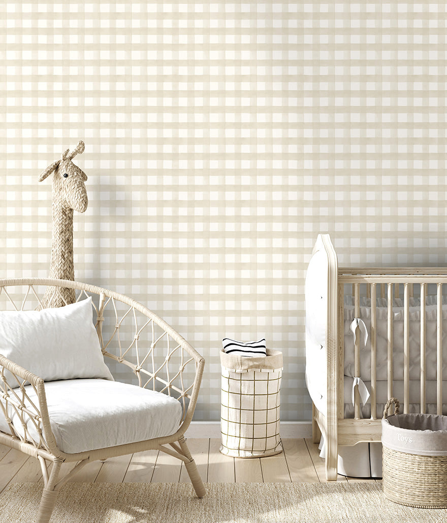 Watercolour Gingham Wallpaper by Holden Decor