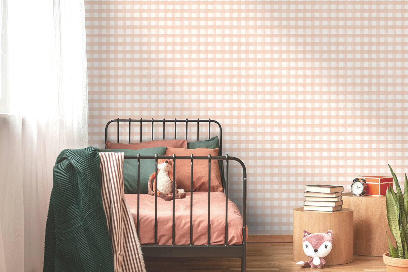 Watercolour Gingham Wallpaper by Holden Decor