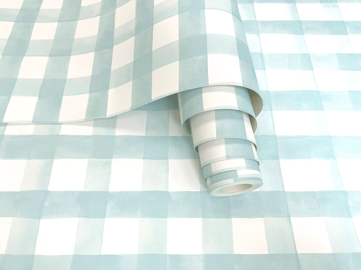 Watercolour Gingham Wallpaper by Holden Decor