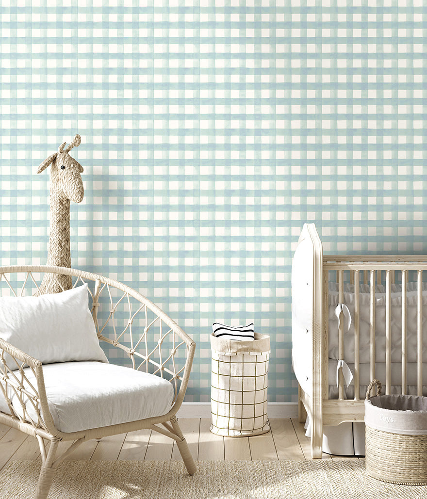 Watercolour Gingham Wallpaper by Holden Decor