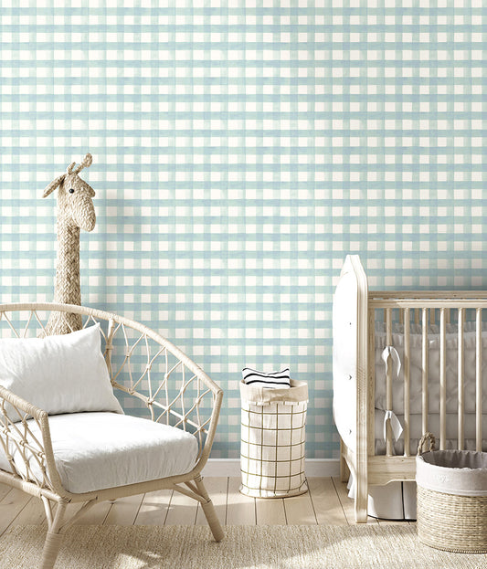 Watercolour Gingham Wallpaper by Holden Decor