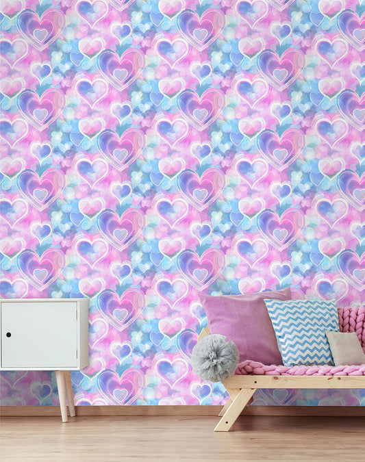 Neon Hearts Wallpaper by Holden Decor