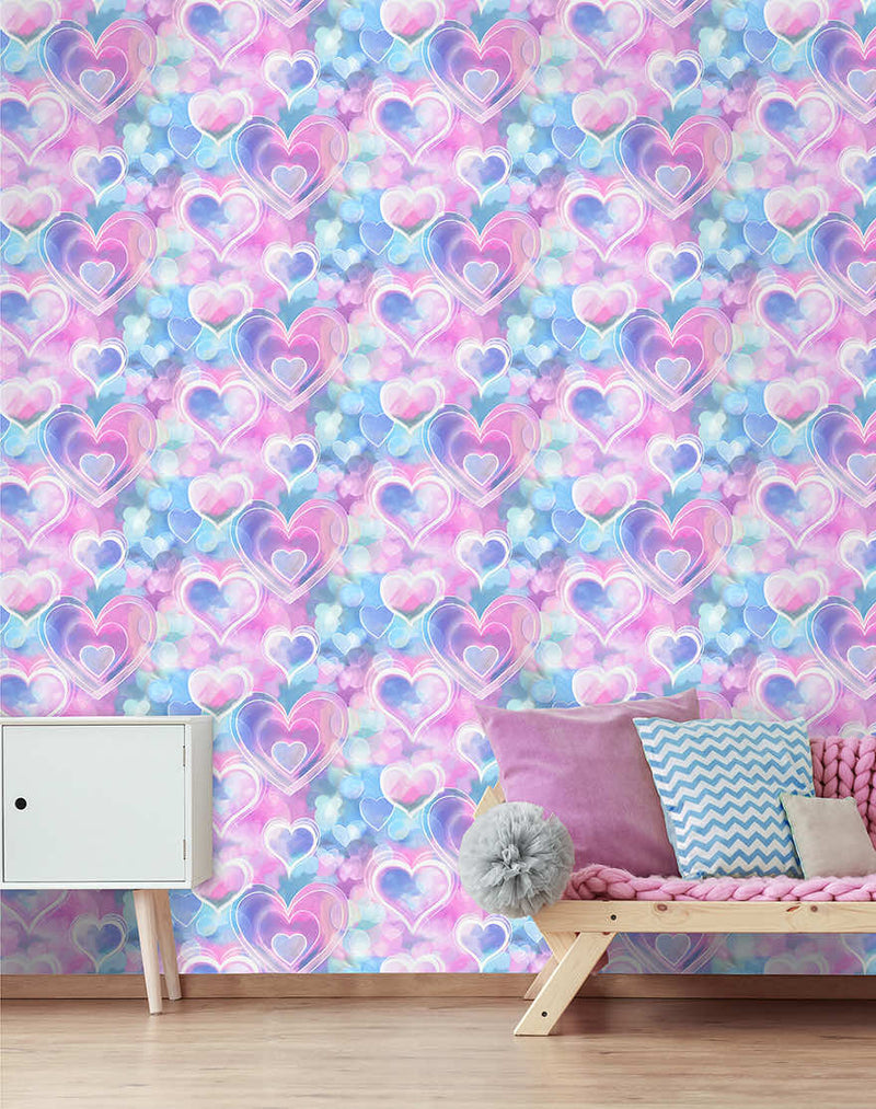 Neon Hearts Wallpaper by Holden Decor