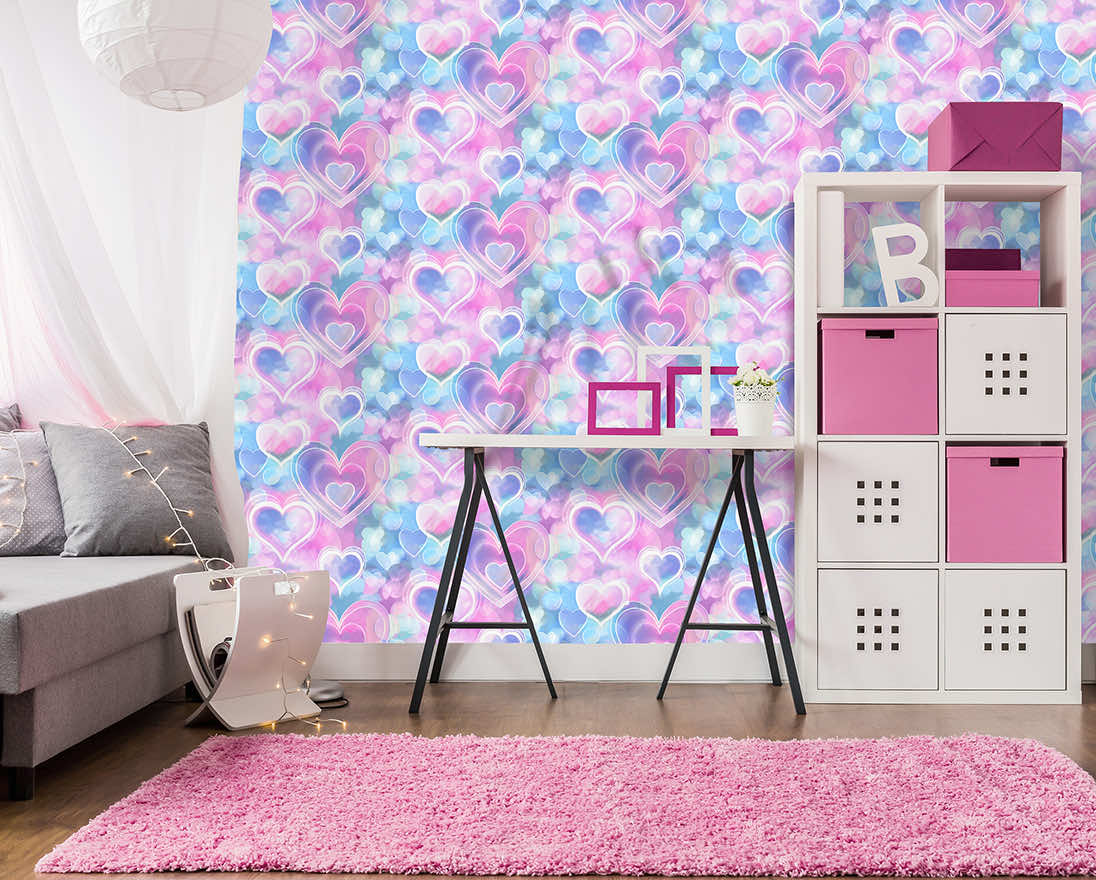 Neon Hearts Wallpaper by Holden Decor
