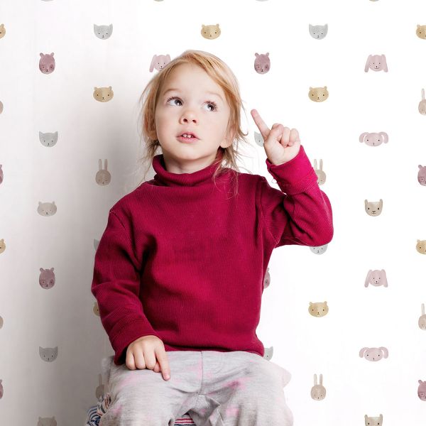 Happy Heads Wallpaper by Galerie (Little Explorers 2 Collection)