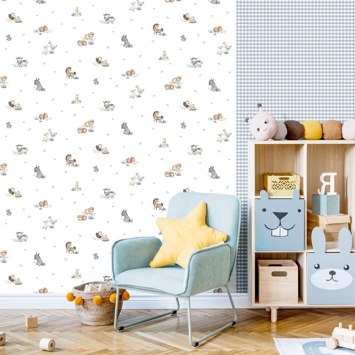 Two Tone Gingham Wallpaper by Galerie (Little Explorers 2 Collection)