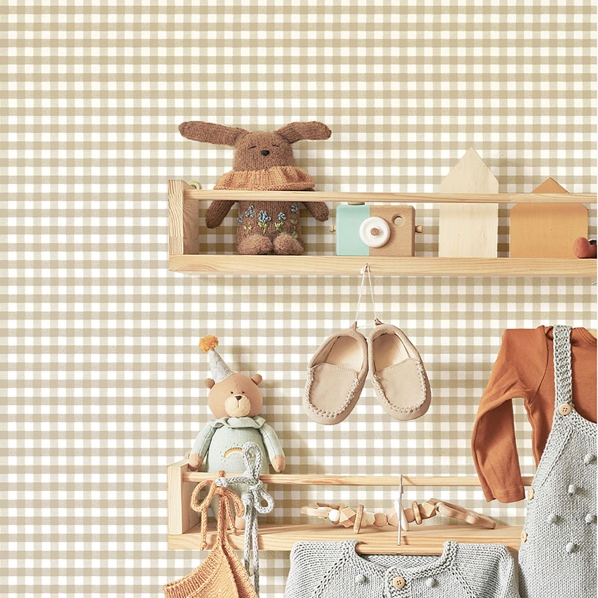 Two Tone Gingham Wallpaper by Galerie (Little Explorers 2 Collection)