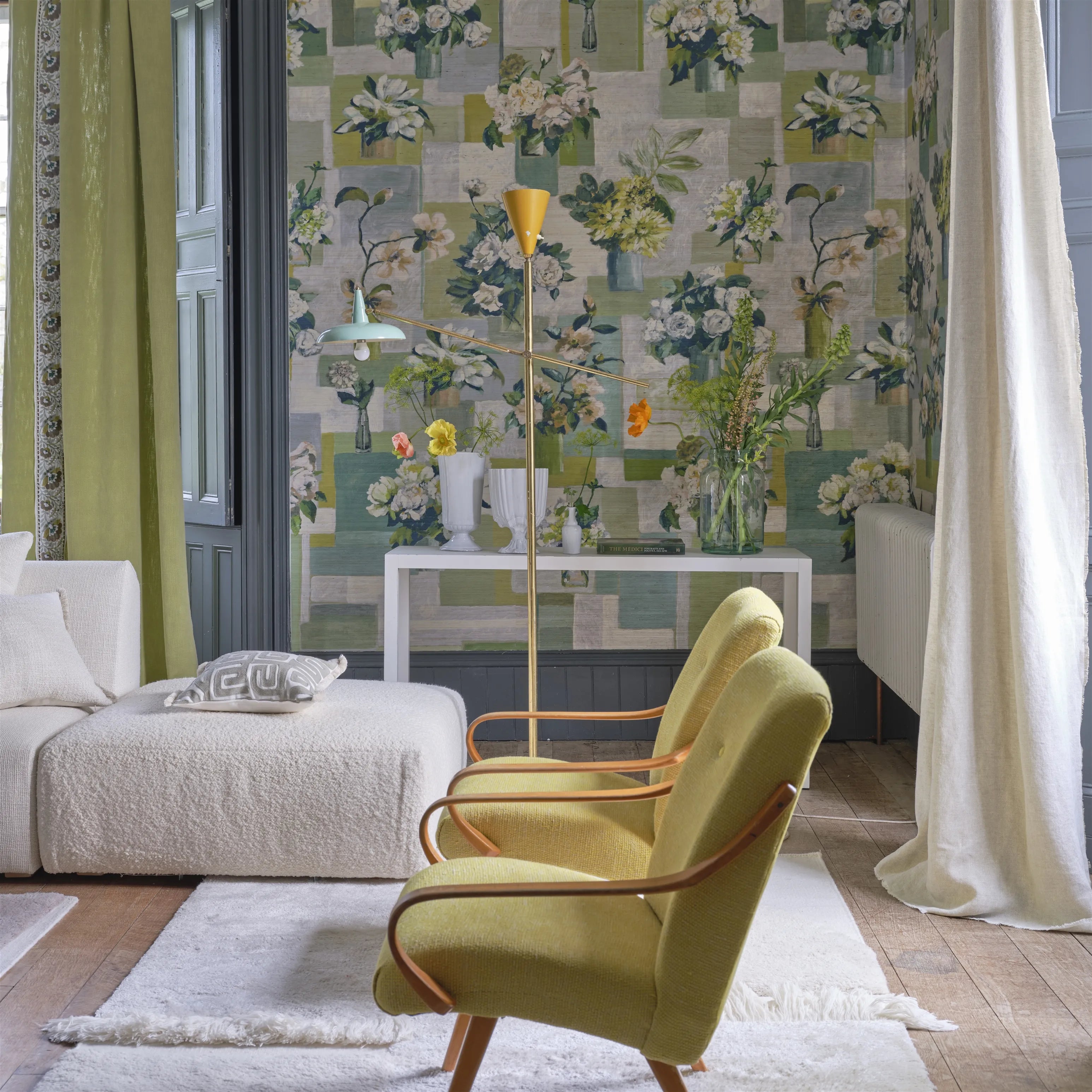 Celadon Vase Grasscloth Wallpaper Panel by Designers Guild
