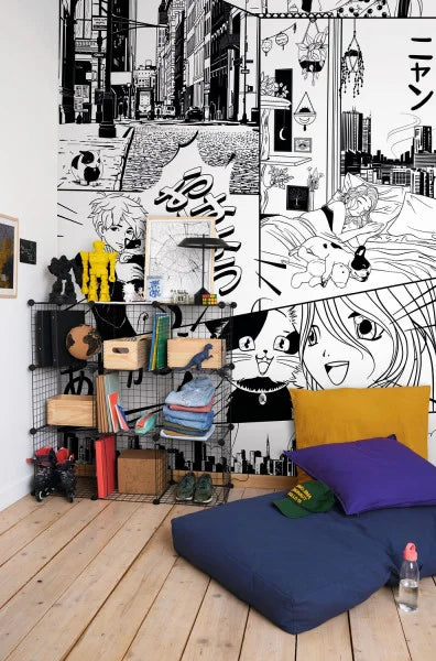 Le Monde du Manga Panoramic Mural by Caselio