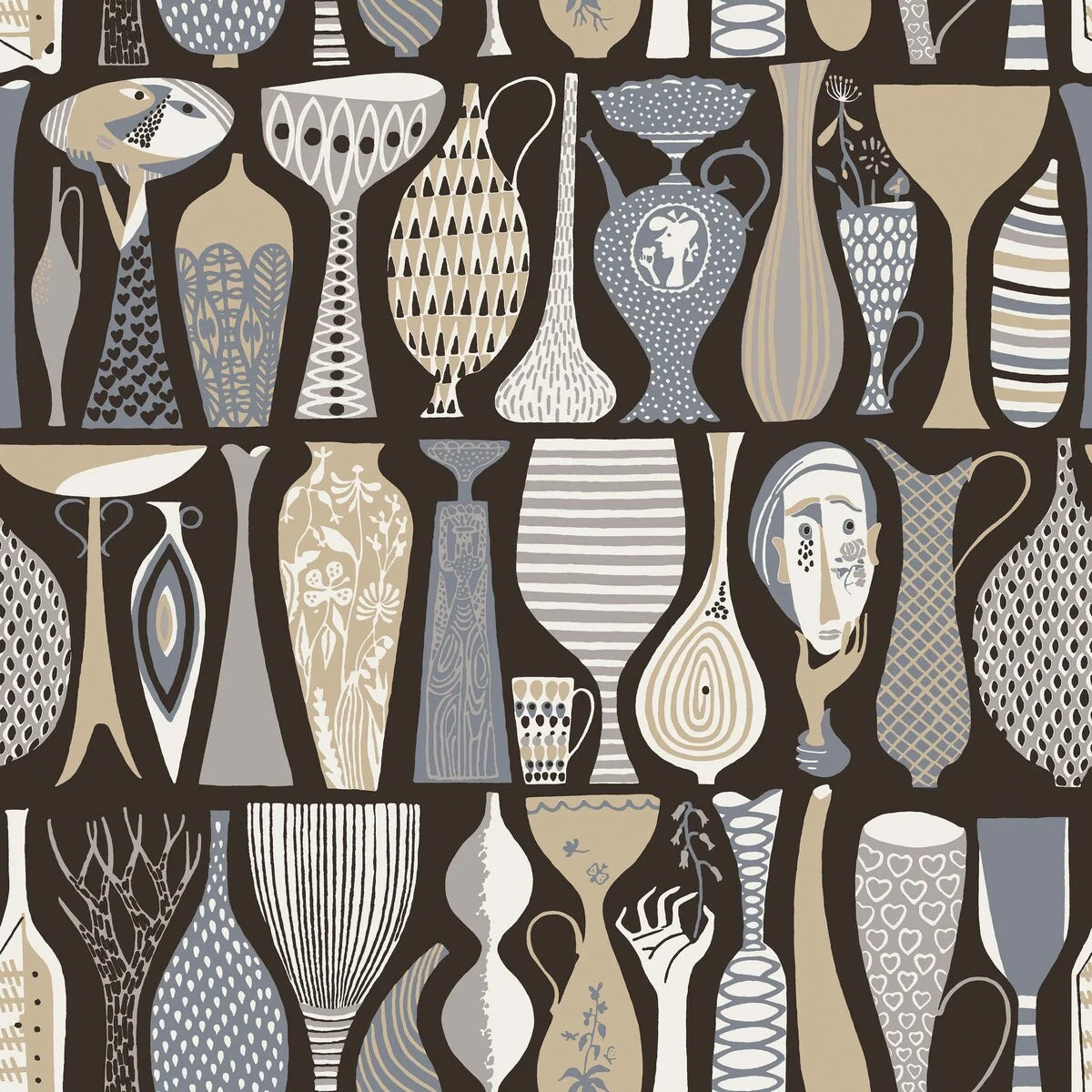 Stig Lindberg Pottery Wallpaper by BoråsTapeter
