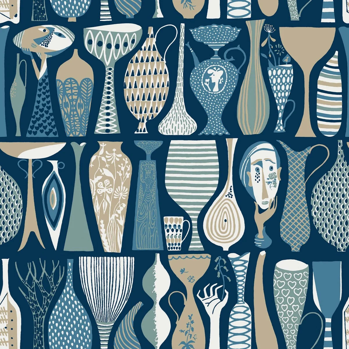 Stig Lindberg Pottery Wallpaper by BoråsTapeter