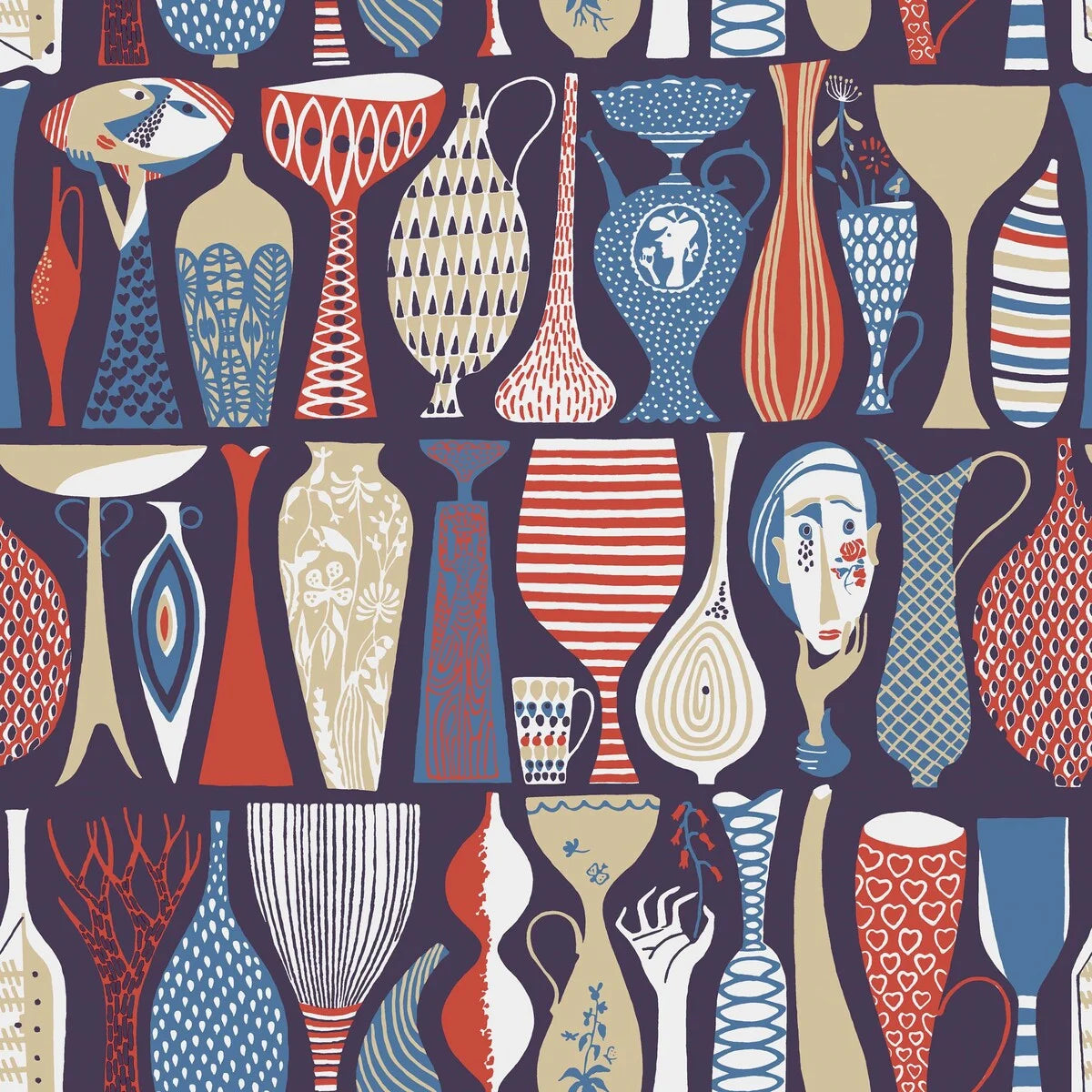 Stig Lindberg Pottery Wallpaper by BoråsTapeter