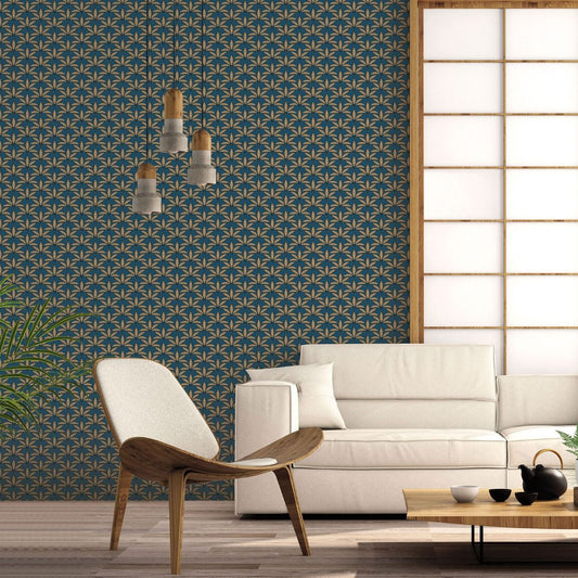 Leaf Motif Wallpaper by Galerie (Into The Wild Collection)