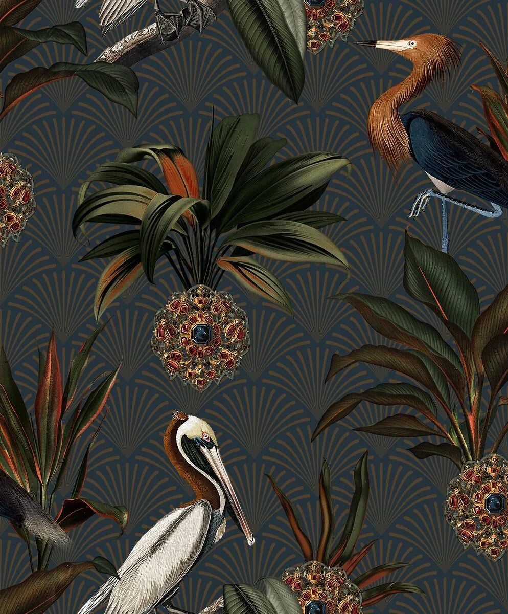 Sapphire Birds Wallpaper by BoråsTapeter