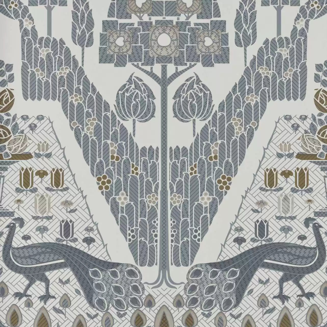 Peacock Topiary Wallpaper by 1838 V&A Decorative Paper Collection