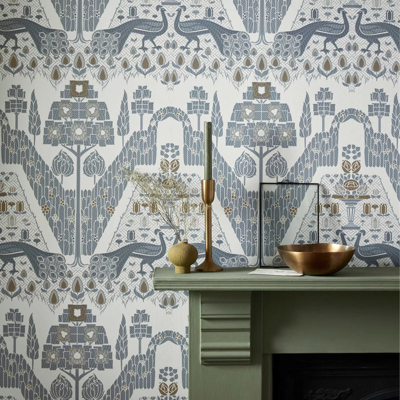 Peacock Topiary Wallpaper by 1838 V&A Decorative Paper Collection