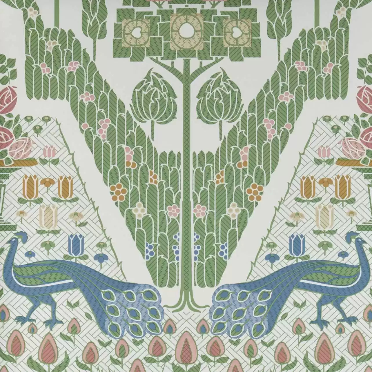 Peacock Topiary Wallpaper by 1838 V&A Decorative Paper Collection