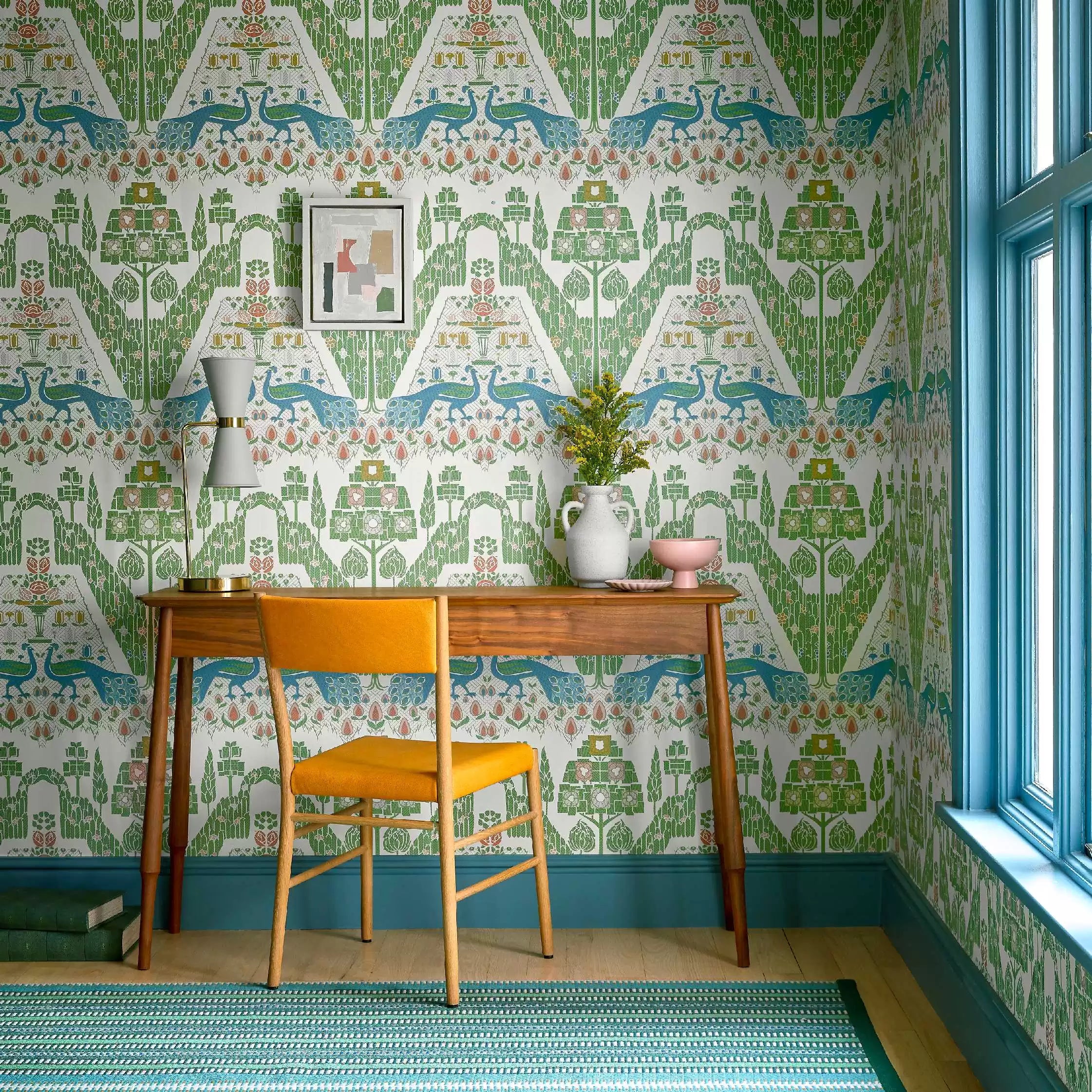 Peacock Topiary Wallpaper by 1838 V&A Decorative Paper Collection