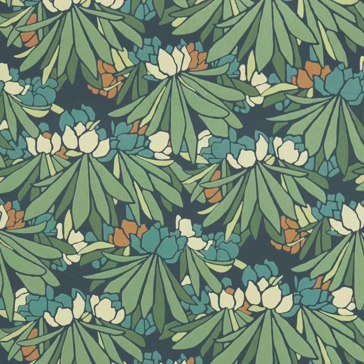 Rhododendron Wallpaper by 1838 V & A Decorative  Papers II Collection