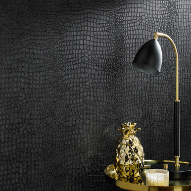 Crocodile Black Wallpaper by Graham & Brown