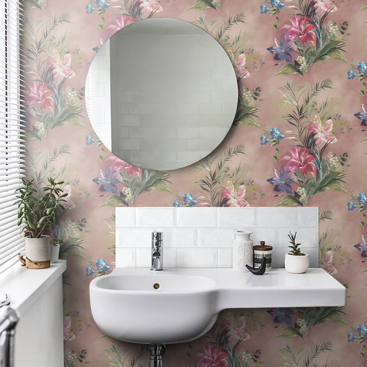 Lilliana Luxury Floral Grasscloth Wallpaper by 1838