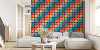 Retro 70s 80s Tennis Rainbow Stripes Mural by HappyWall