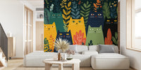 Colorful Feline Forest Mural by HappyWall