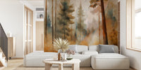 Misty Forest Scene Mural by HappyWall