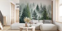 Mystical Pine Forest Mural by HappyWall