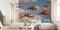 Fish Riders in the Sky Mural by HappyWall