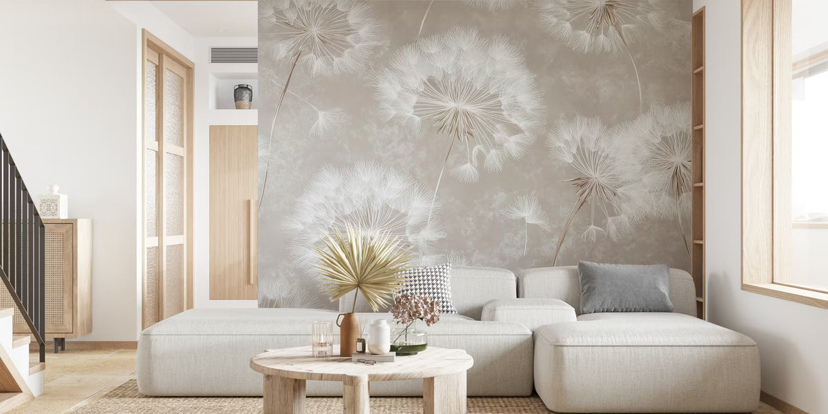 Delicate Dandelion Pattern Mural by HappyWall