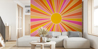 Vintage Sun - Orange Mural by HappyWall