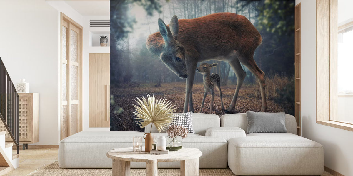 Mother and Fawn Mural by HappyWall