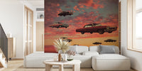 Retro Sky Race Mural by HappyWall