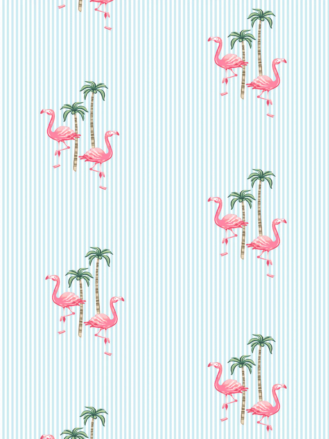 'Barbie™ Land Flamingo Pinstripe' Wallpaper by Barbie™