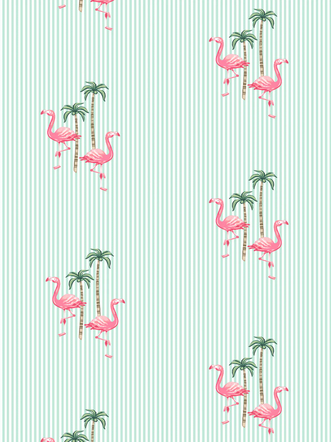 'Barbie™ Land Flamingo Pinstripe' Wallpaper by Barbie™