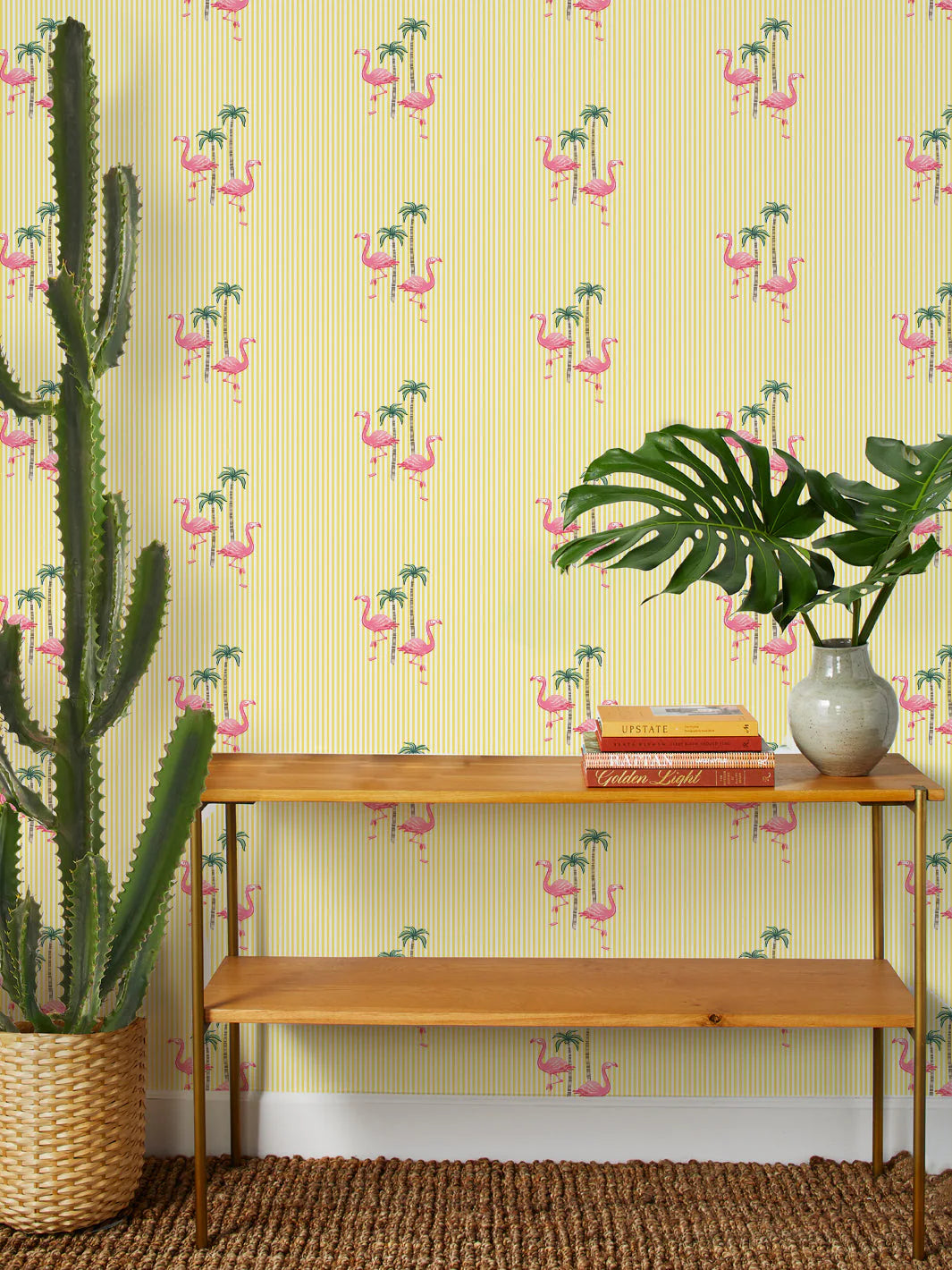 'Barbie™ Land Flamingo Pinstripe' Wallpaper by Barbie™