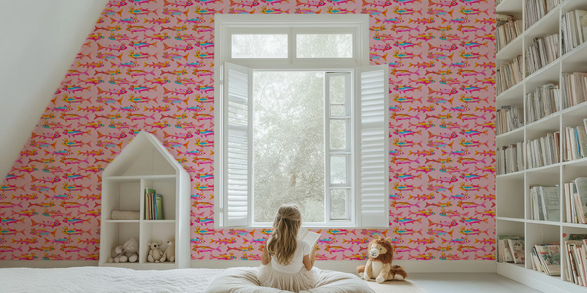 King And Queen Fish Whimsical Pond Mural by HappyWall