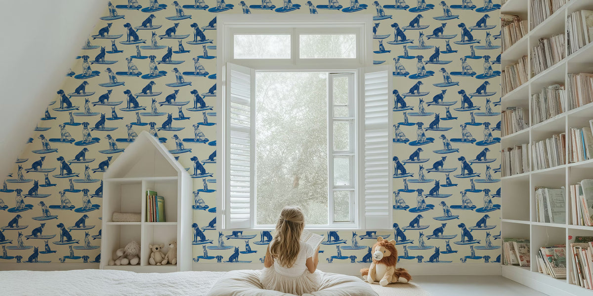 Surfing Engraved Dog Mural by HappyWall