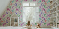 Cute Baby Unicorns on a Pastel Sky Mural by HappyWall