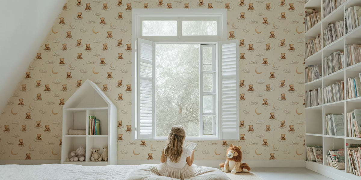 Dreamy Bear Cloudscape Mural by HappyWall