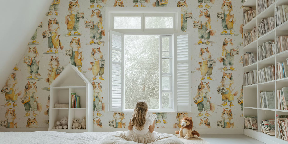 Vintage Ragdoll DJ Mural by HappyWall