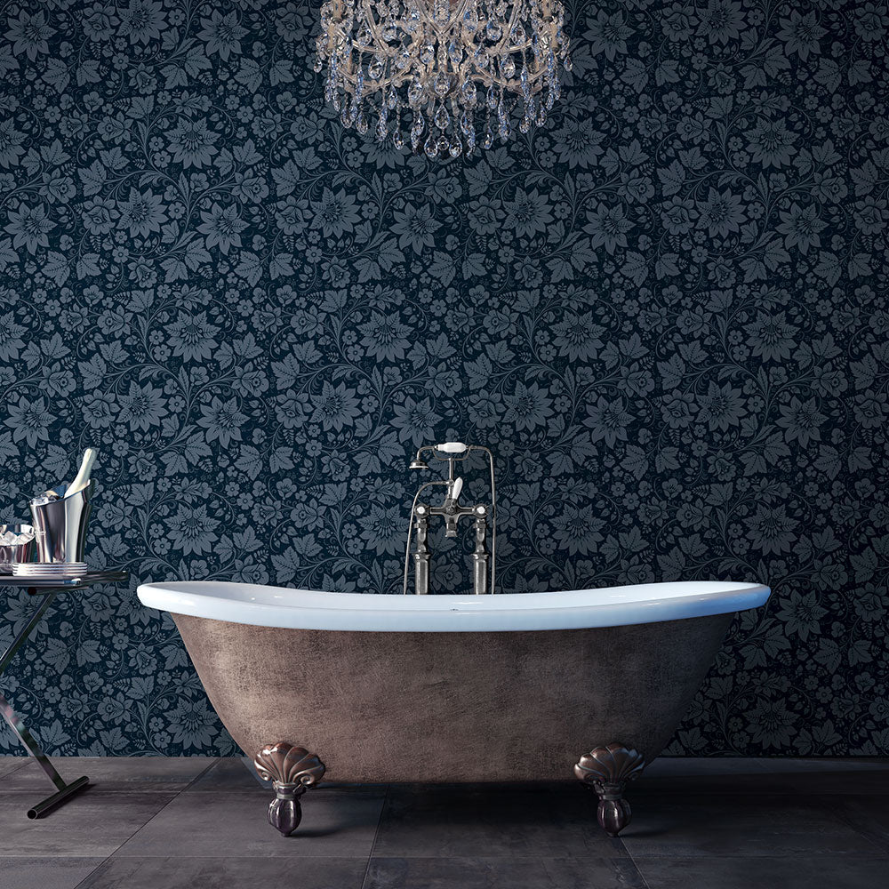 Milana Graphite Blue Wallpaper