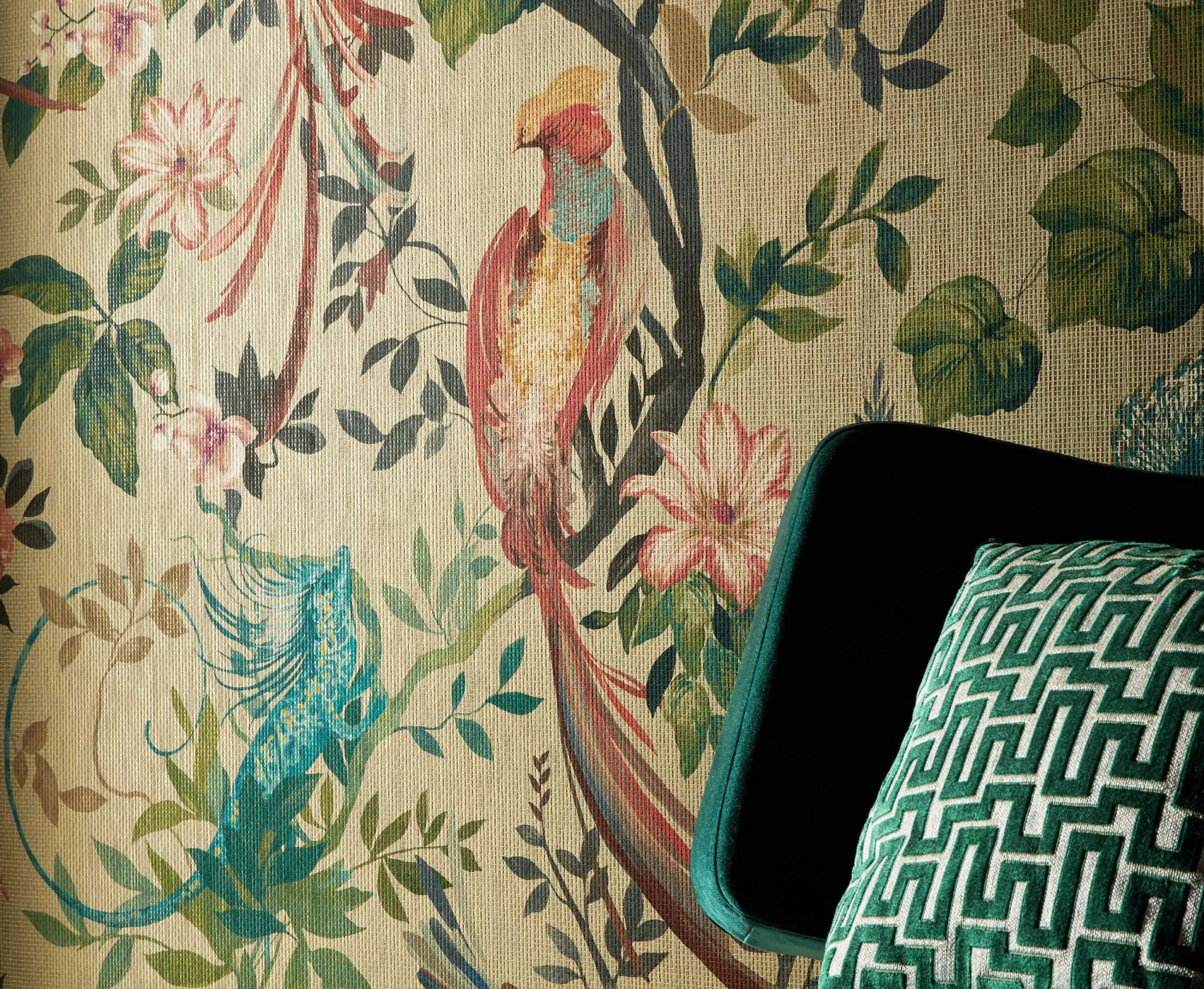 Bird Sonnet Luxury Paper Weave Wallpaper by 1838