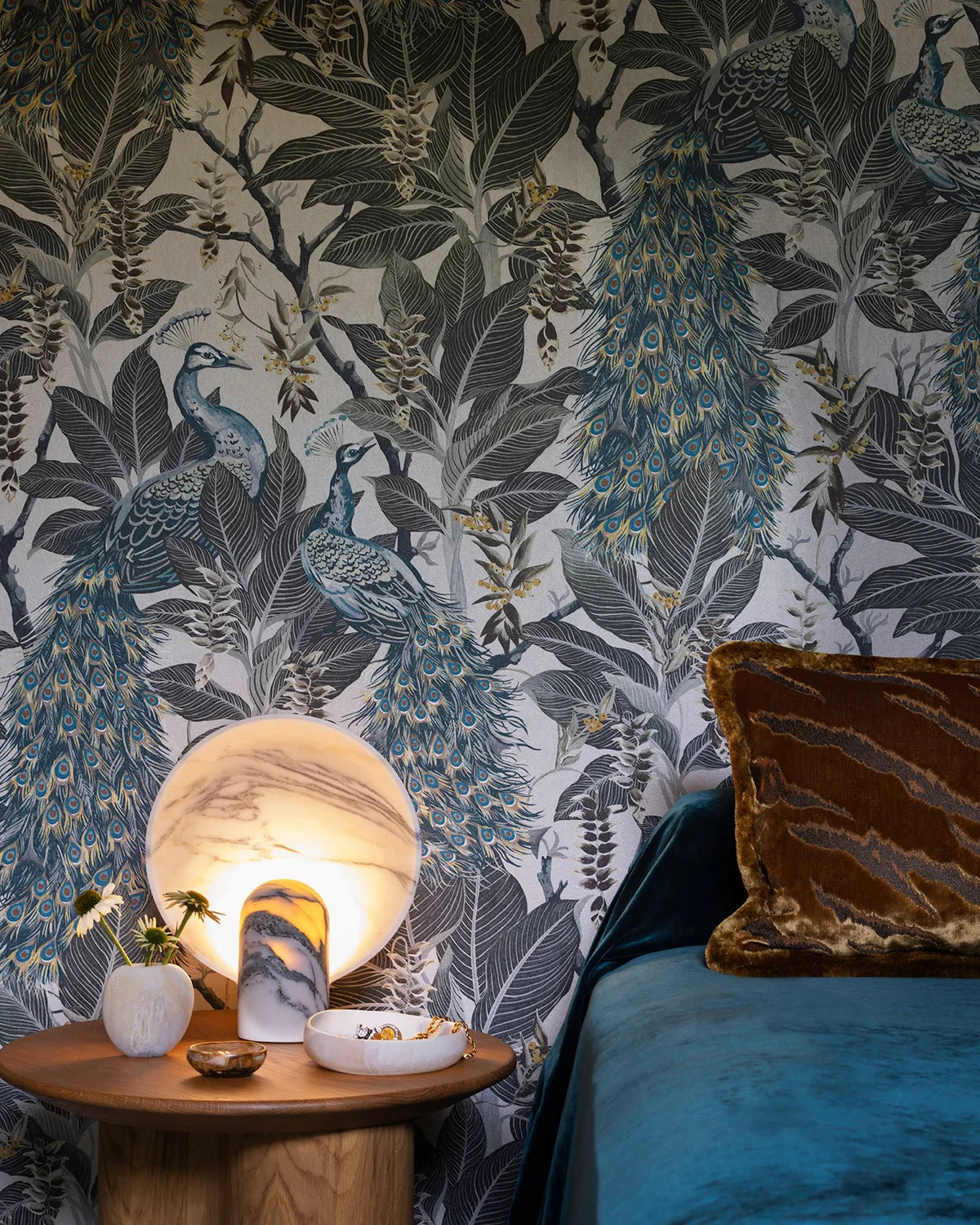 Royal Peacock Wallpaper by Catherine Martin X Mokum