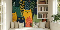 Colorful Feline Forest Mural by HappyWall